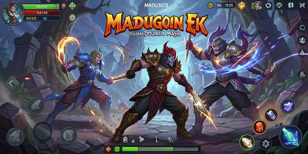 Tampilan gameplay MADU303 dengan pertarungan aksi yang menegangkan.