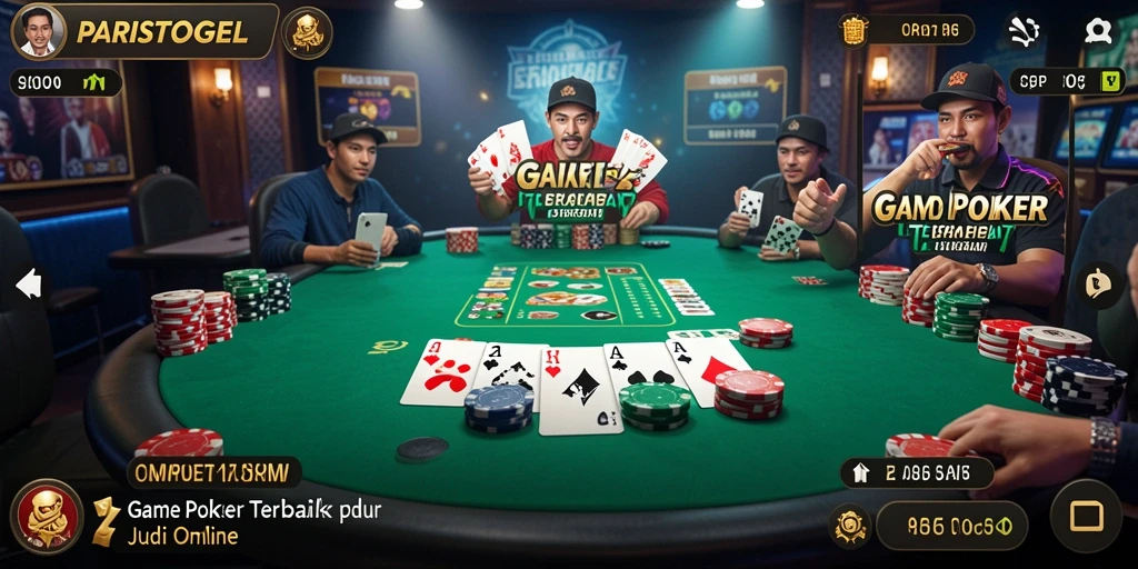 Screenshot menunjukkan gameplay Poker yang menarik dan interaktif.