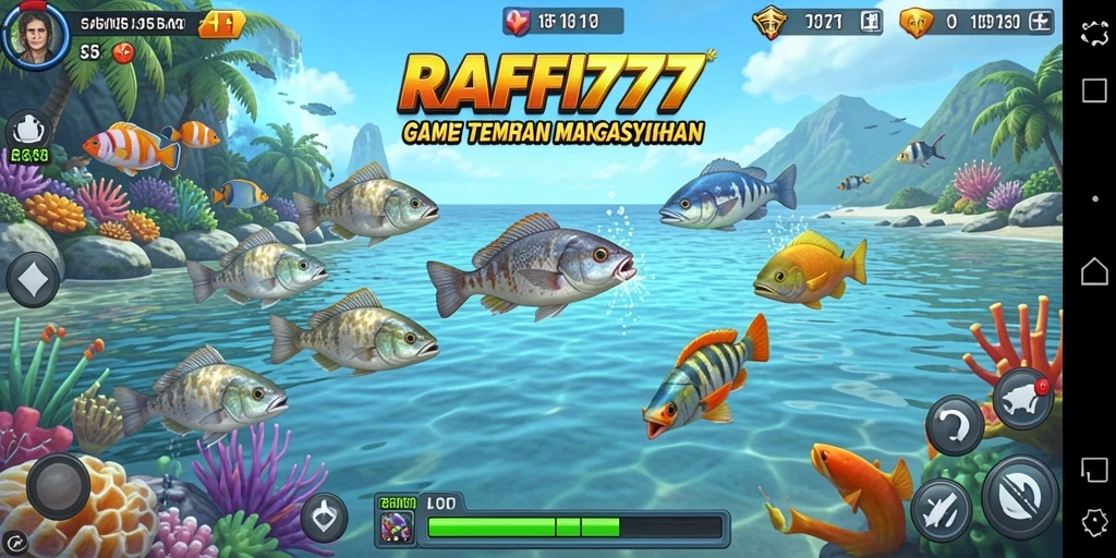 Screenshot menampilkan action menembak ikan di RAFFI777.