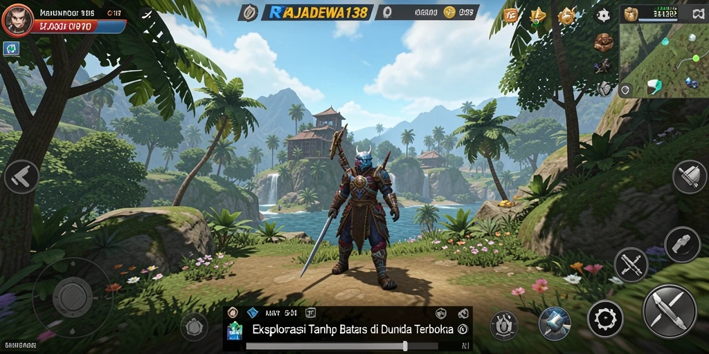 Screenshot gameplay RAJADEWA138 yang menampilkan eksplorasi dunia terbuka.