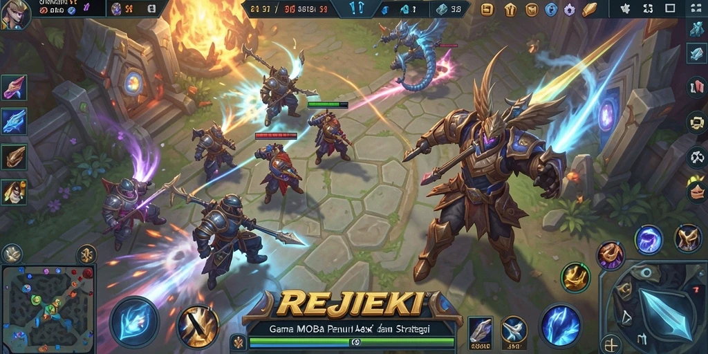 Tangkapan layar mendemonstrasikan aksi seru dalam pertandingan MOBA.